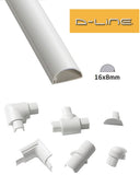 D-Line 16mm x 8mm White Trunking And Joints Cable Management